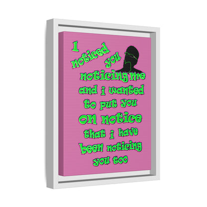 noticed you noticing - framed canvas art (light pink)
