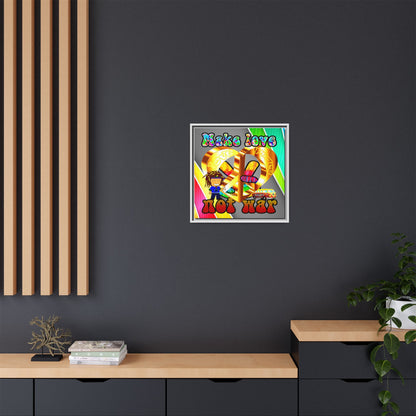 love peace - framed canvas art (rainbow split)
