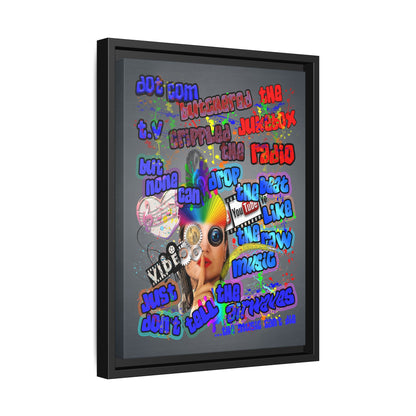 drop the beat - framed canvas art (grey-light grey)