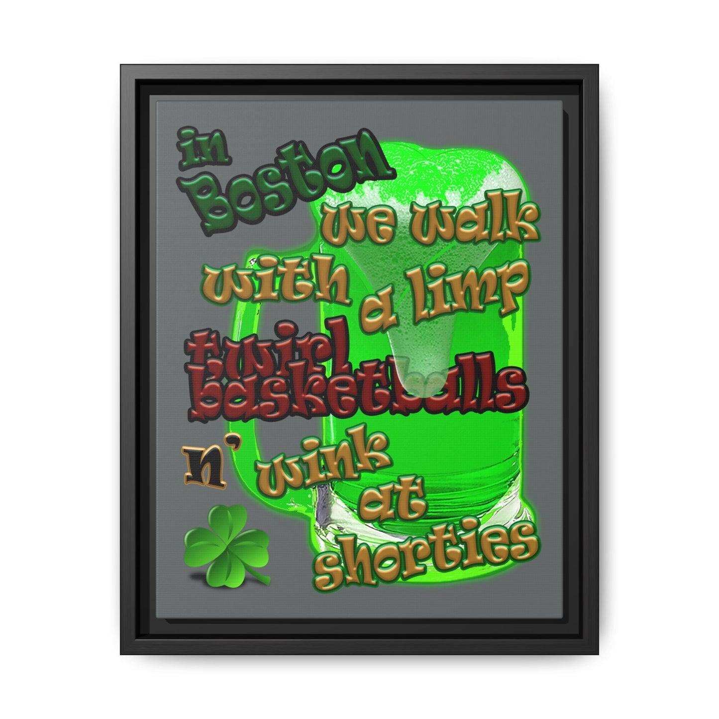 celtics logo - framed canvas art (dark grey)