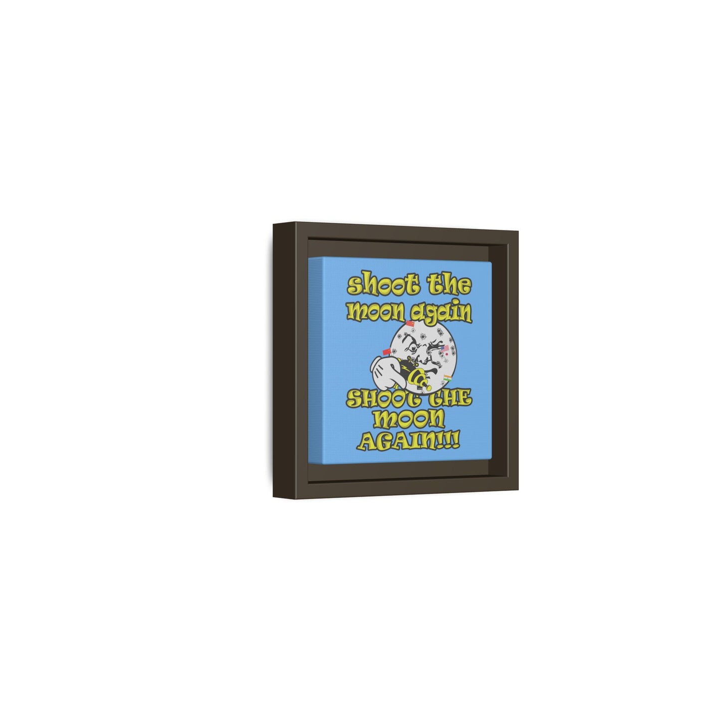 shoot the moon again - framed canvas art (light blue)