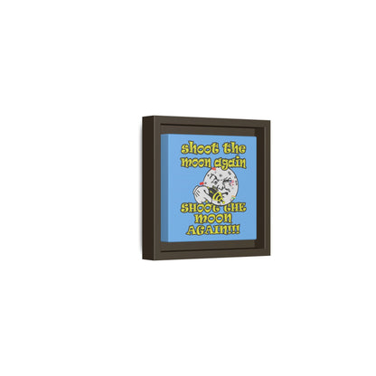 shoot the moon again - framed canvas art (light blue)