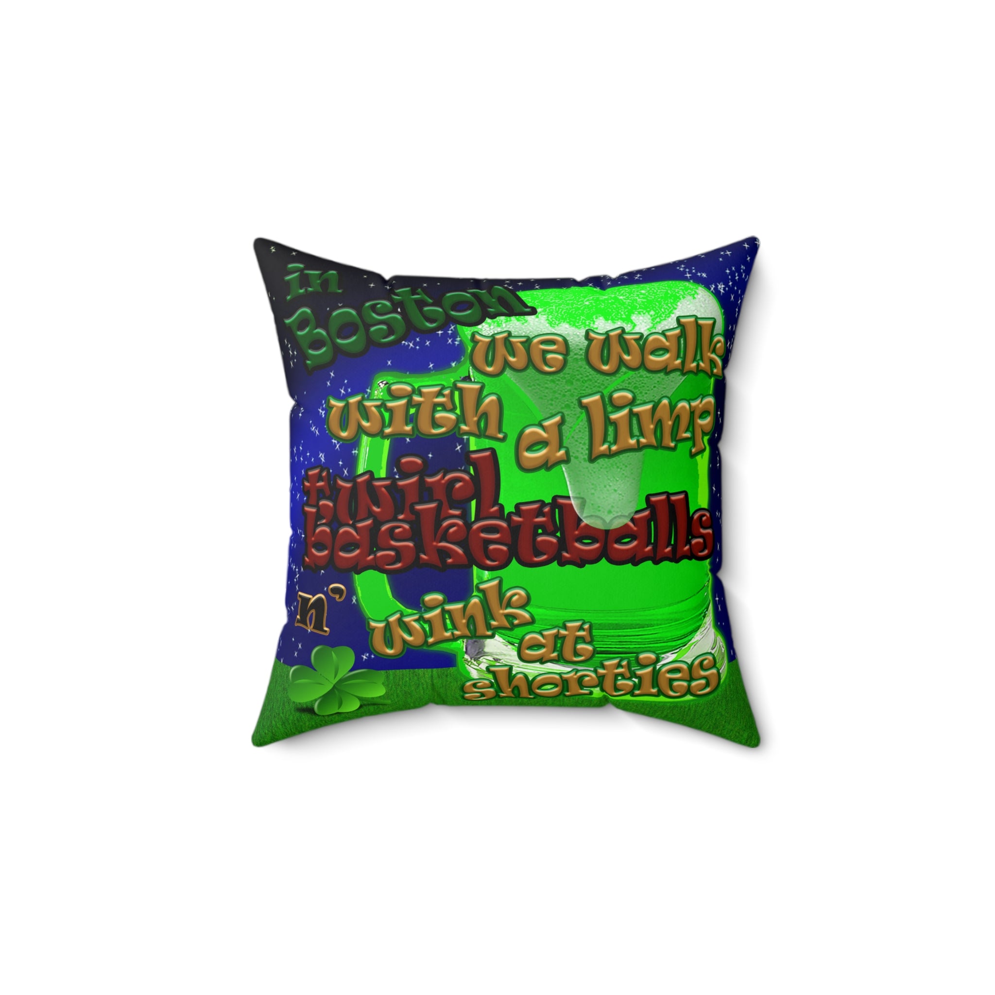 celtics logo - Faux Suede Square Pillow - ('snoops' background)