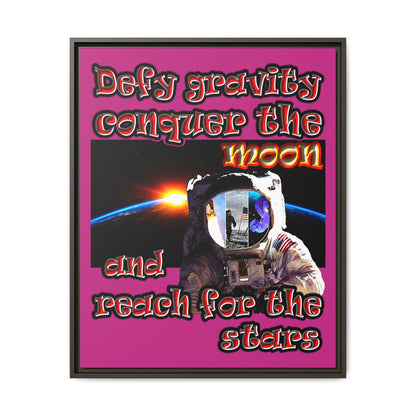 defy conquer reach - framed canvas art (pink)