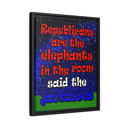 donkeys and elephants - framed canvas art ('snoops' background)