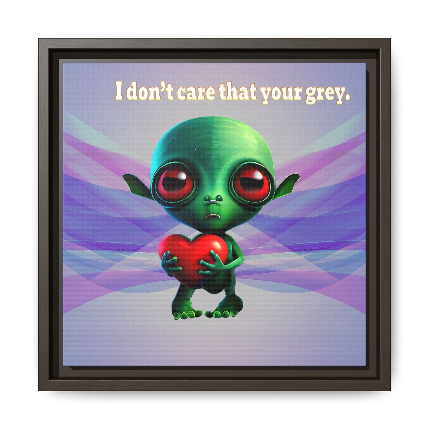I don't care that your grey - framed canvas art (light blue-pink wave)