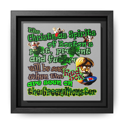 christmas spirits of boston - framed canvas art (light grey)