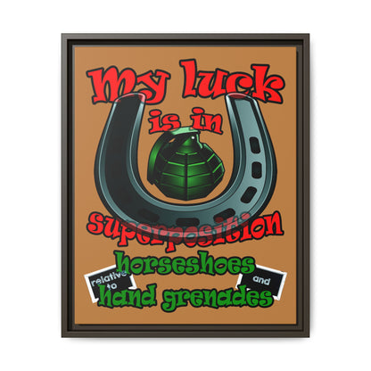 my luck - framed canvas art (light brown)