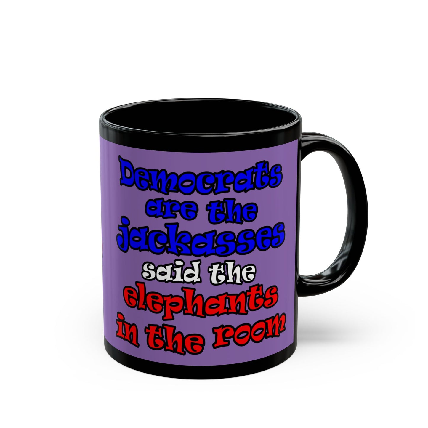 donkeys and elephants - Black Mug (light purple)