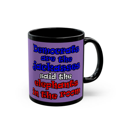 donkeys and elephants - Black Mug (light purple)