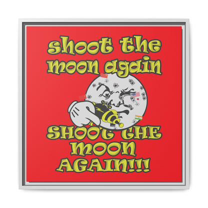 shoot the moon again - framed canvas art (red)