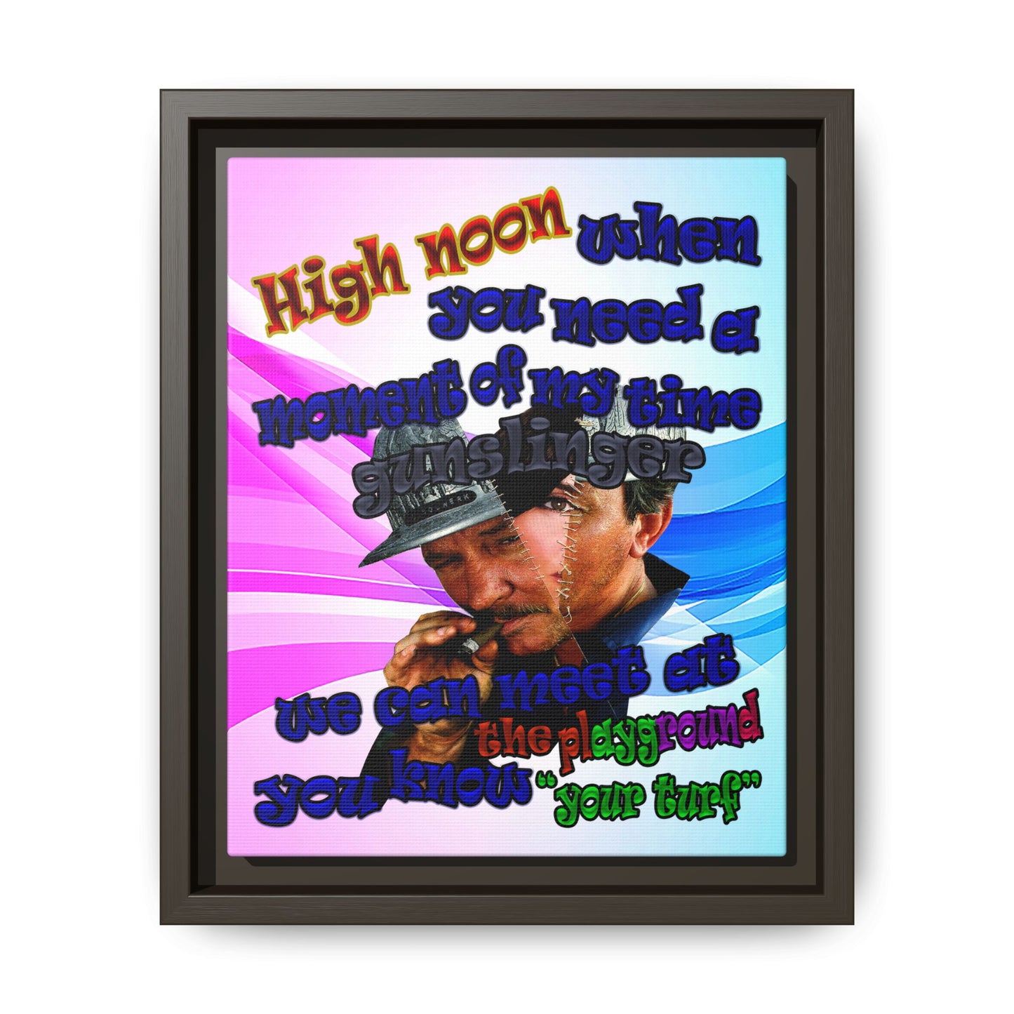 high noon - framed canvas art (light blue-pink wave)