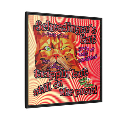 schrodinger's cat - framed canvas art (yellow-orange wave)