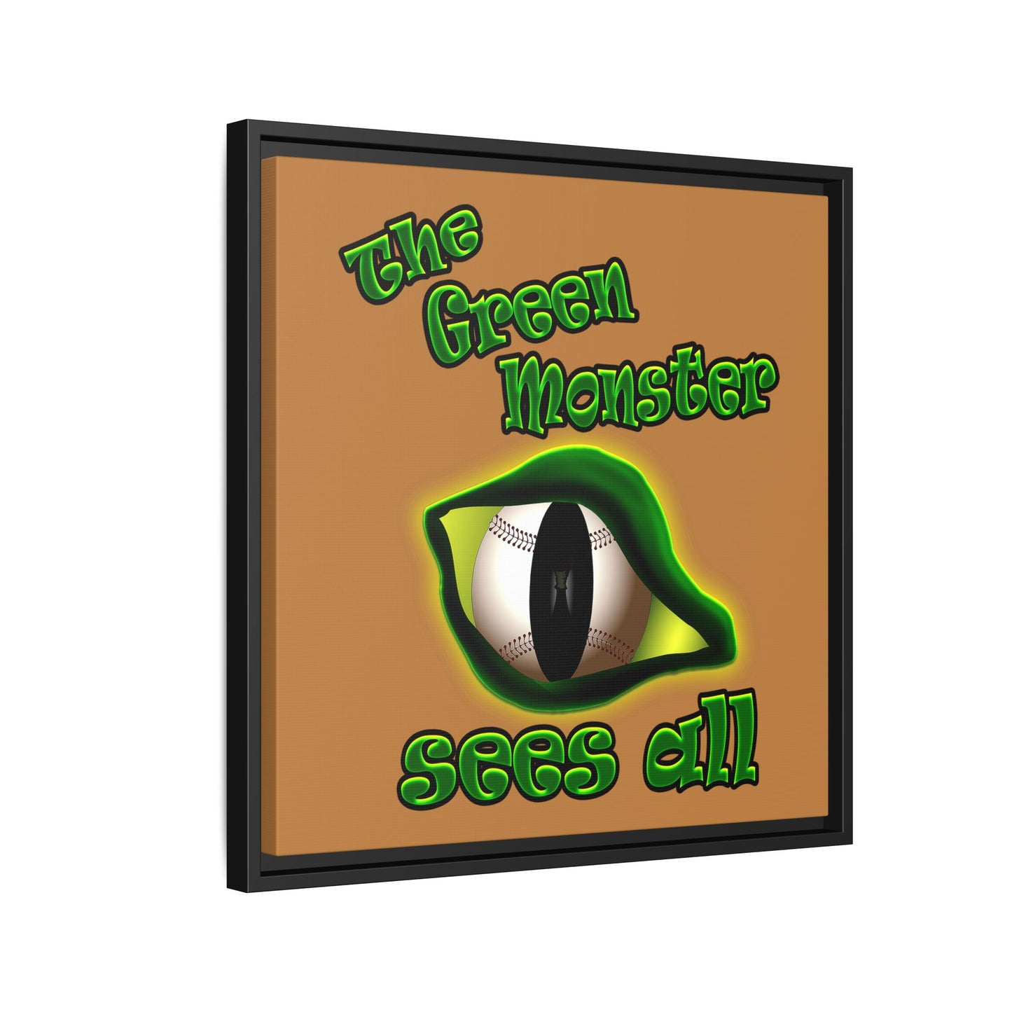 green monster - framed canvas art (light brown)