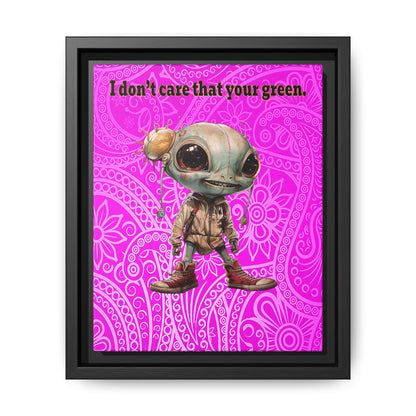 I don't care that your green - framed canvas art (pink swirl)
