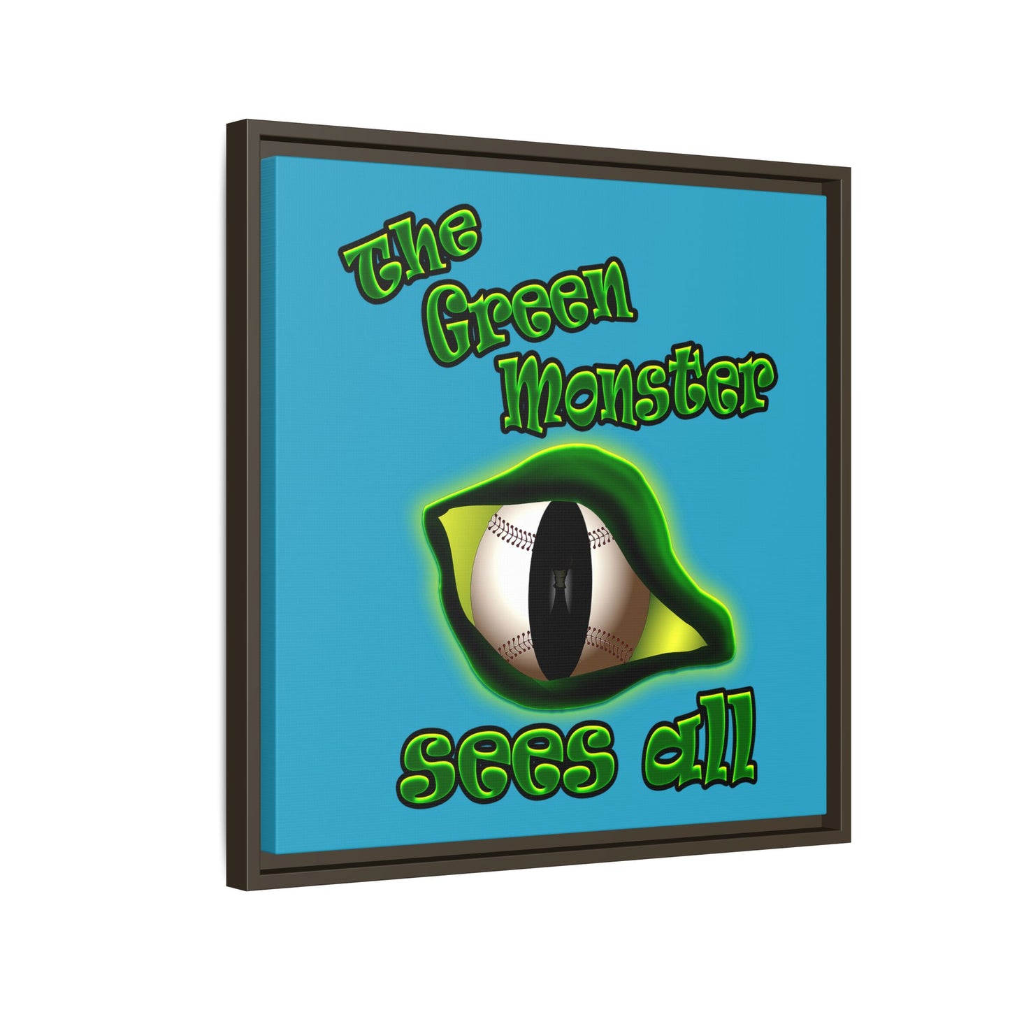 green monster - framed canvas art (turquoise)