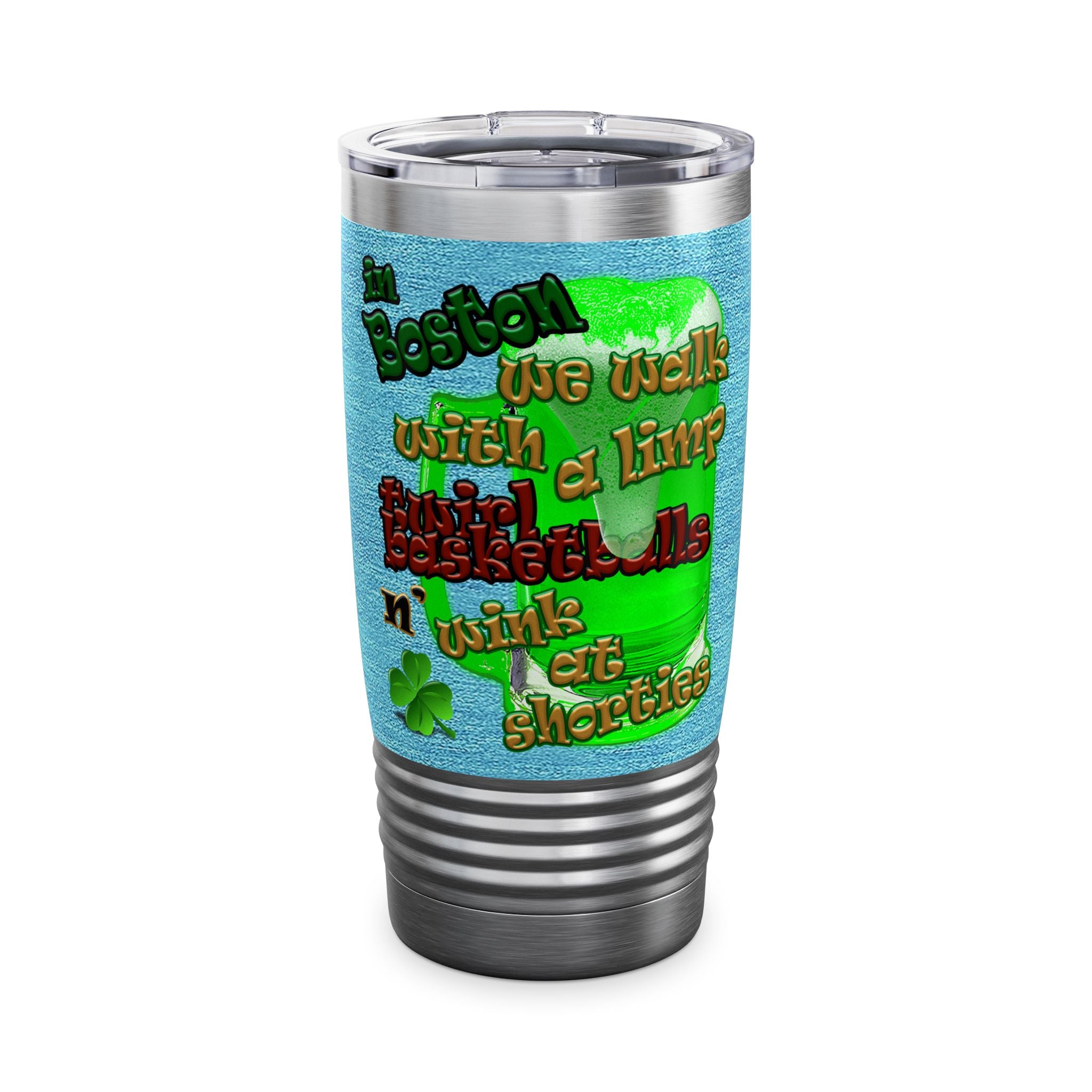 celtics logo - Ringneck Tumbler, 20oz (faded blue)