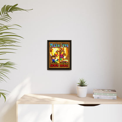 love peace - framed canvas art (brown papyrus)