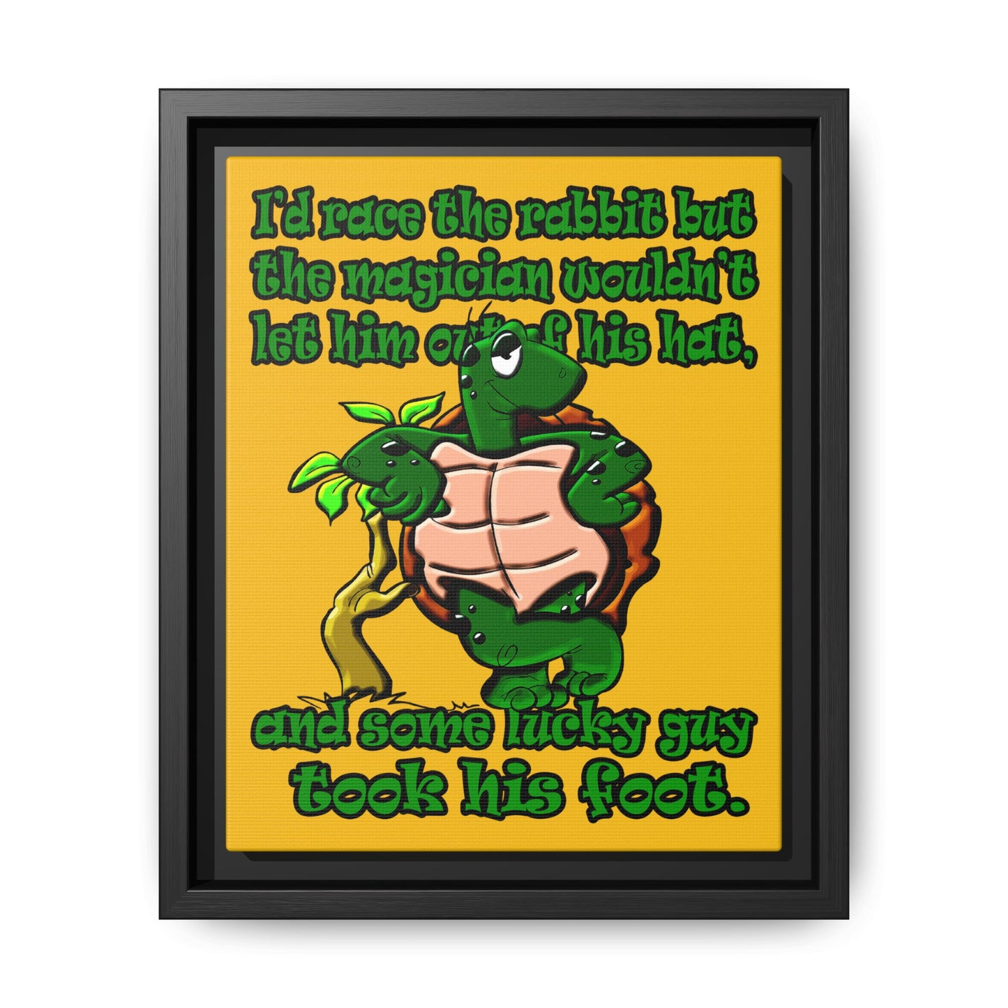 turtle race - framed canvas art (yellow)