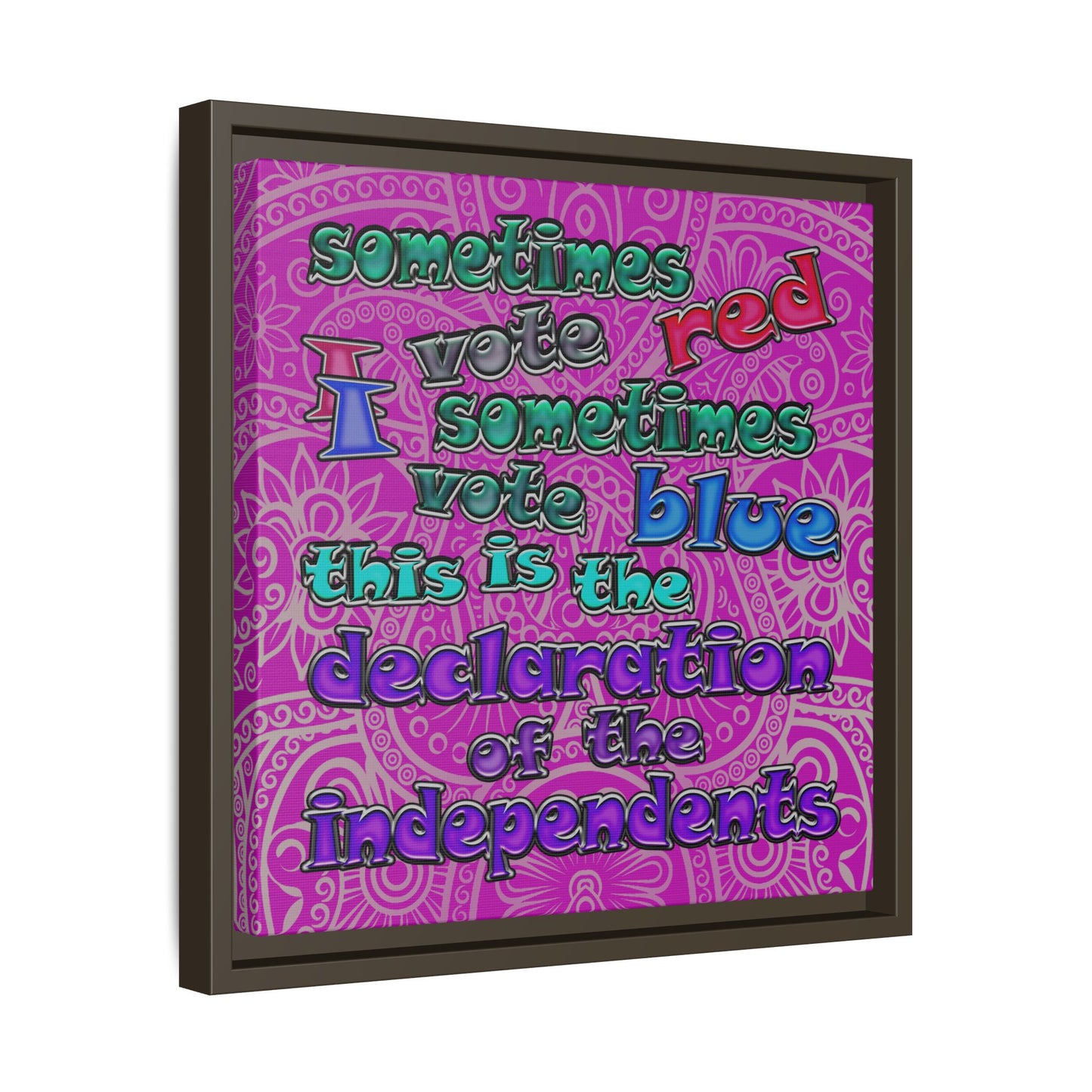 declaration of the independents - framed canvas art (pink swirl)