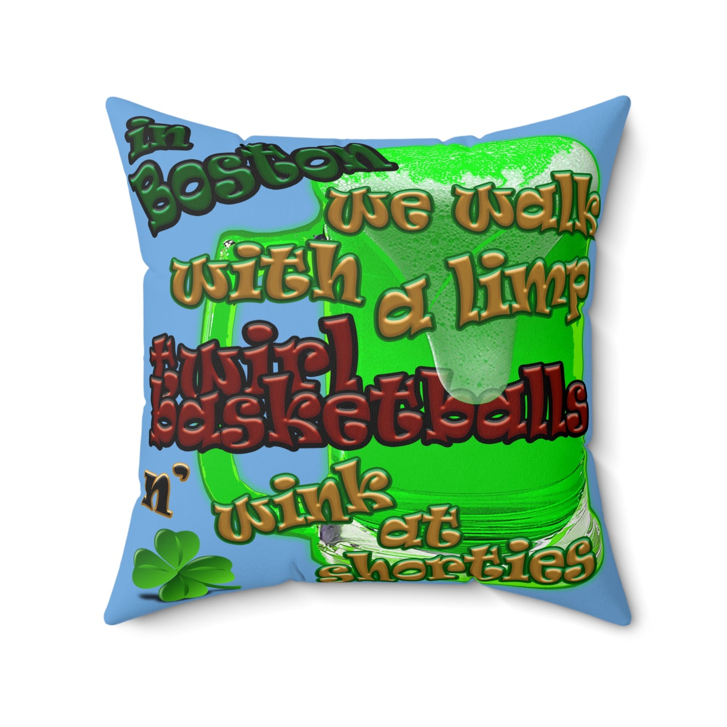 celtics logo - Spun Polyester Square Pillow - (light blue)