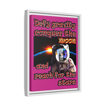 defy conquer reach - framed canvas art (pink)