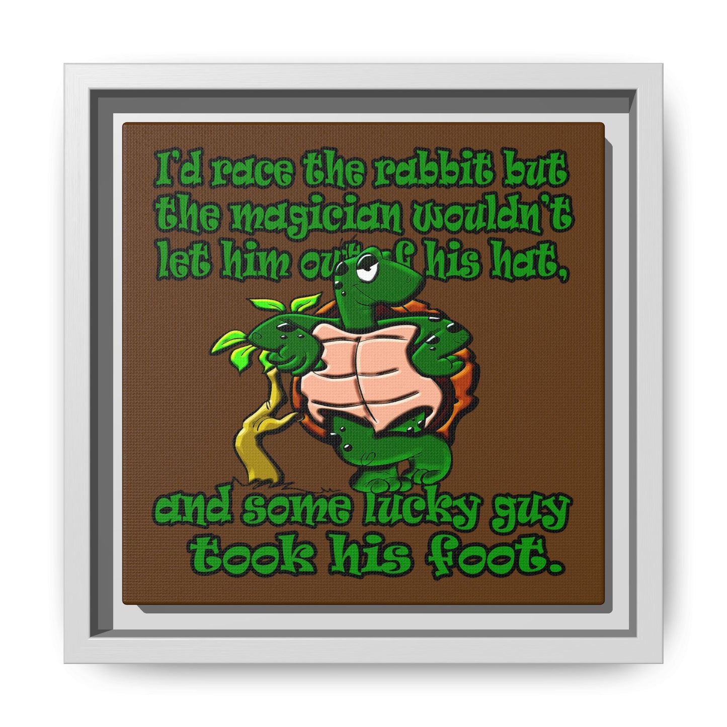 turtle race - framed canvas art (brown)