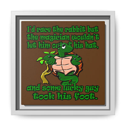 turtle race - framed canvas art (brown)