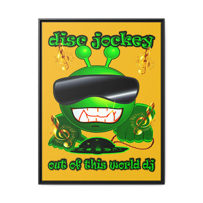 disc jockey - framed canvas art (yellow)