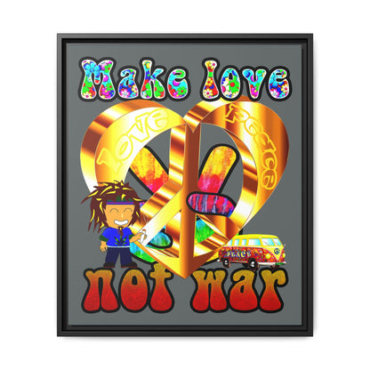love peace - framed canvas art (dark grey)