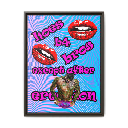 hoes b4 bros - framed canvas art (light blue-purple wave)