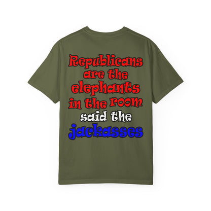 donkeys and elephants - Unisex Garment-Dyed T-shirt