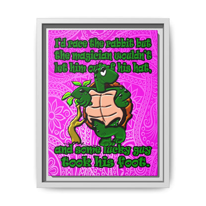 turtle race - framed canvas art (pink swirl)