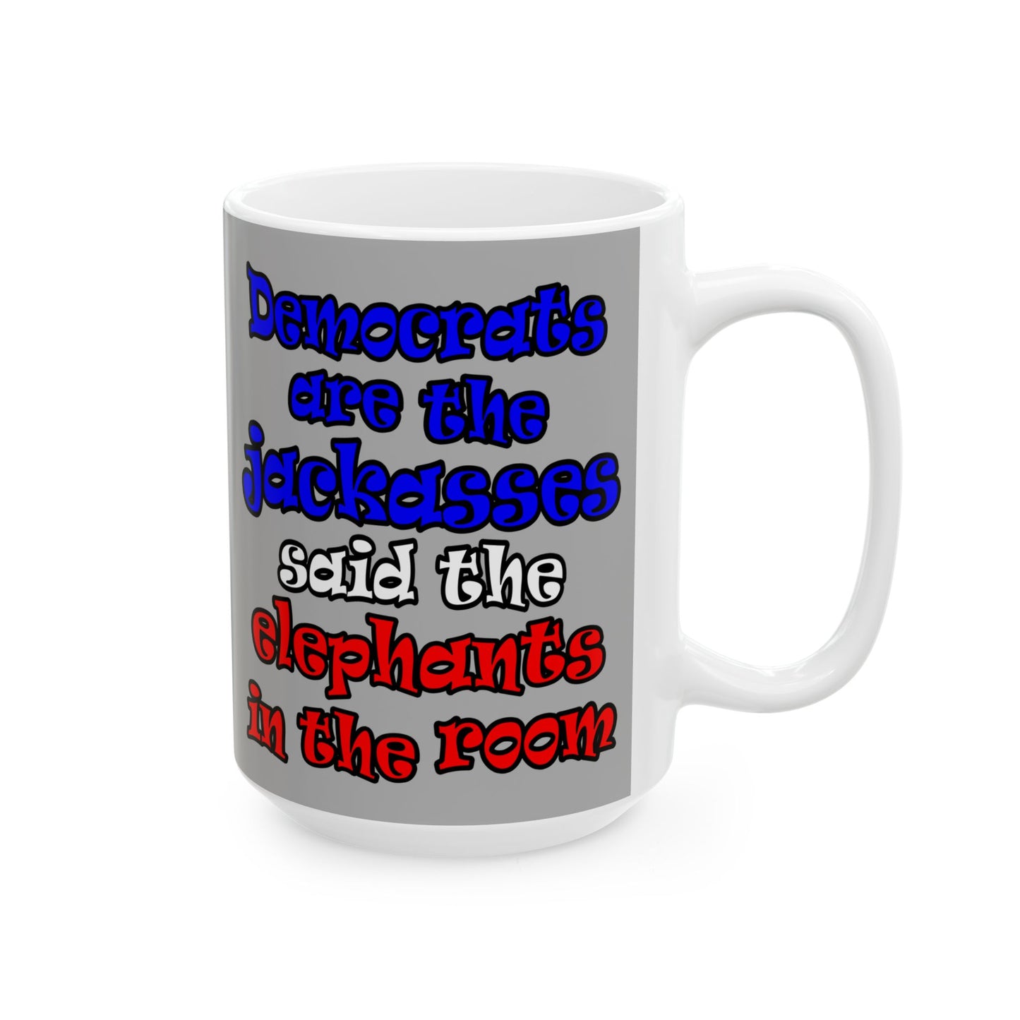 donkeys and elephants - White Mug (light grey)