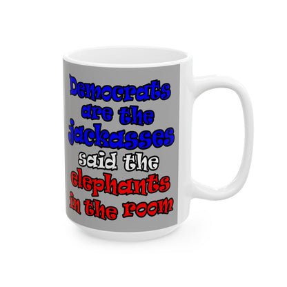 donkeys and elephants - White Mug (light grey)