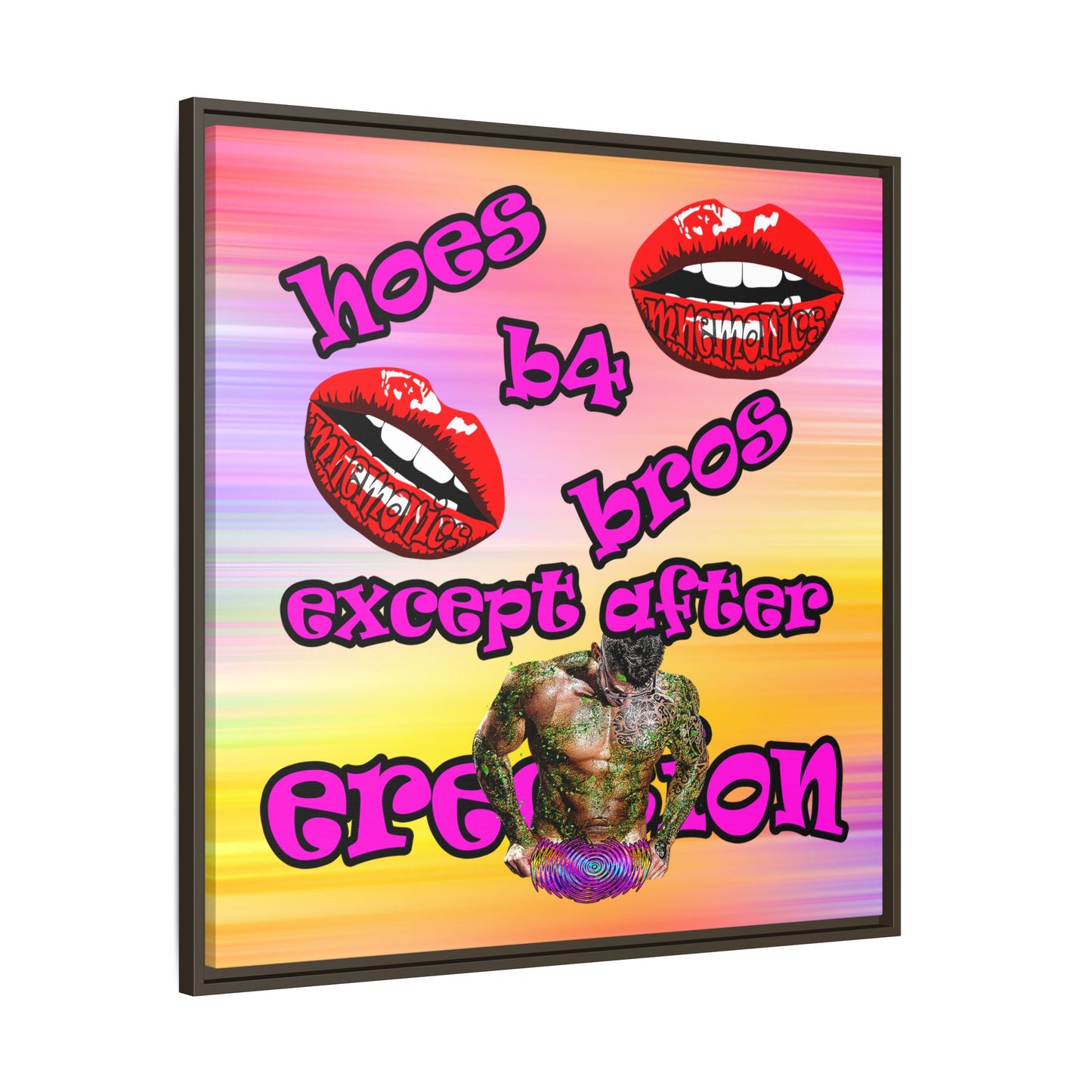 hoes b4 bros - framed canvas art (color blur)