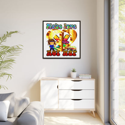 love peace - framed canvas art (white)