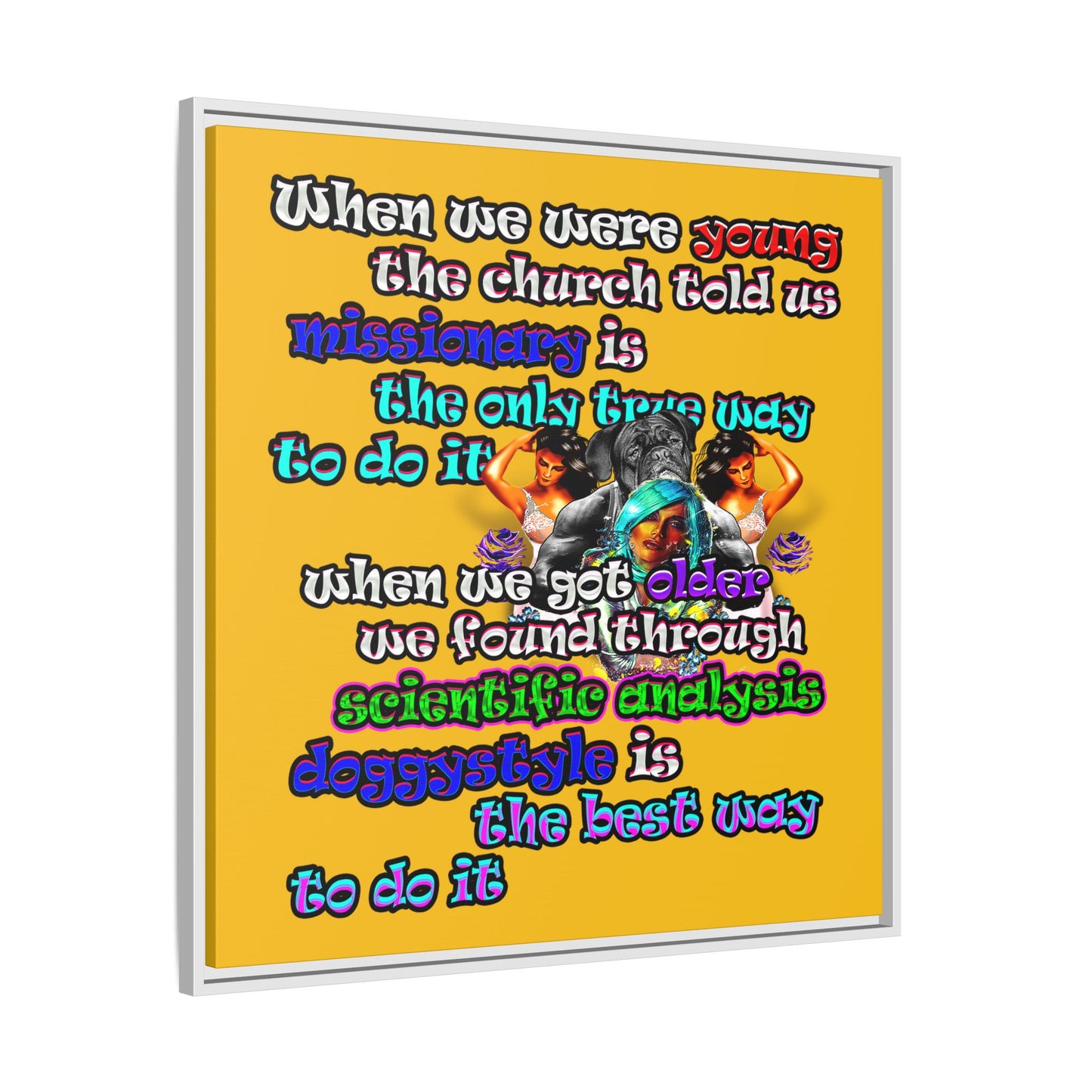doggystyle - framed canvas art (yellow)