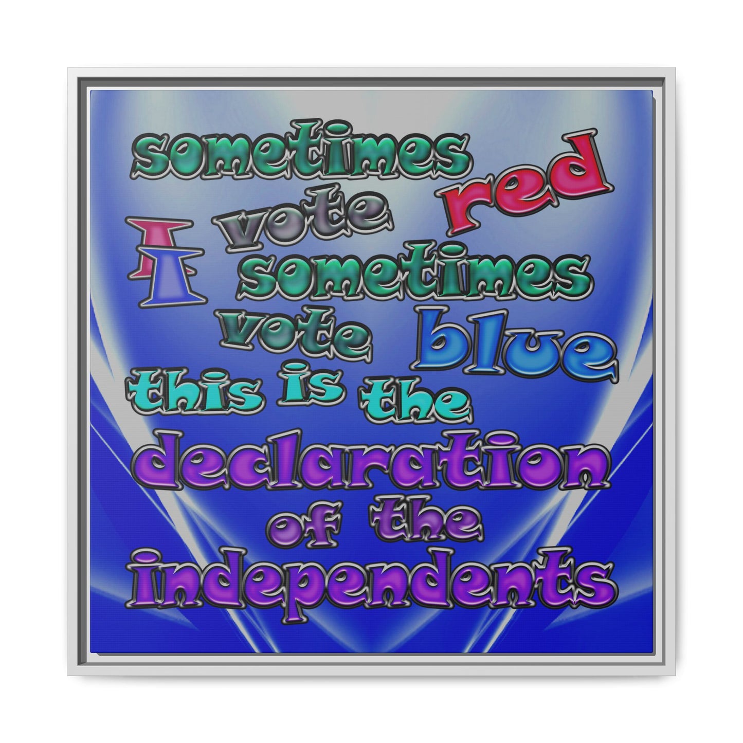 declaration of the independents - framed canvas art (blue-white wave)