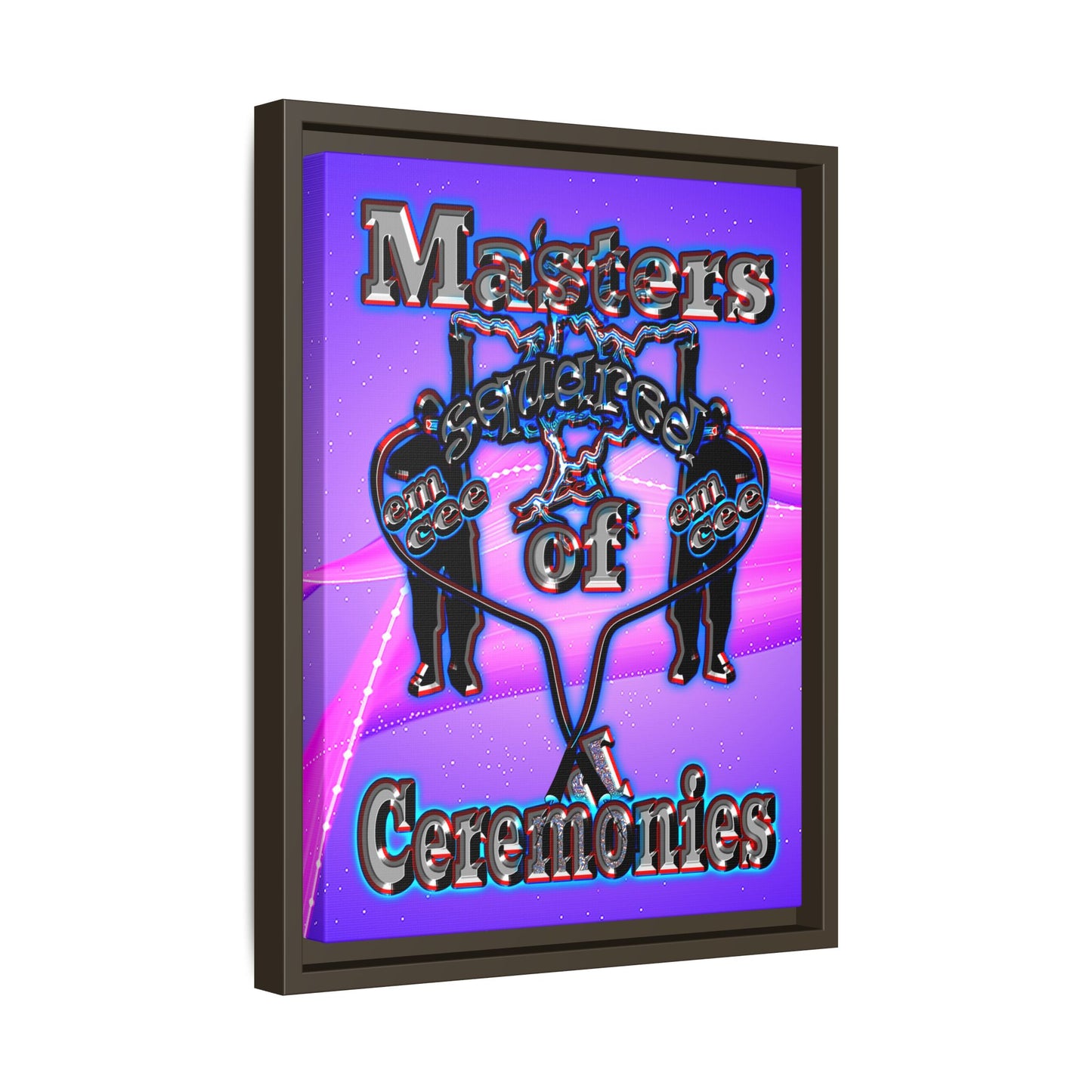 em cee squared - framed canvas art (purple-pink wave)