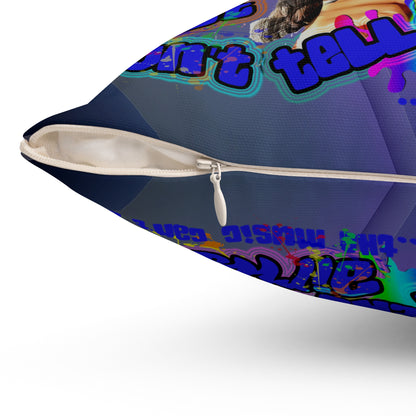 drop the beat - Spun Polyester Square Pillow - (grey-pink wave)