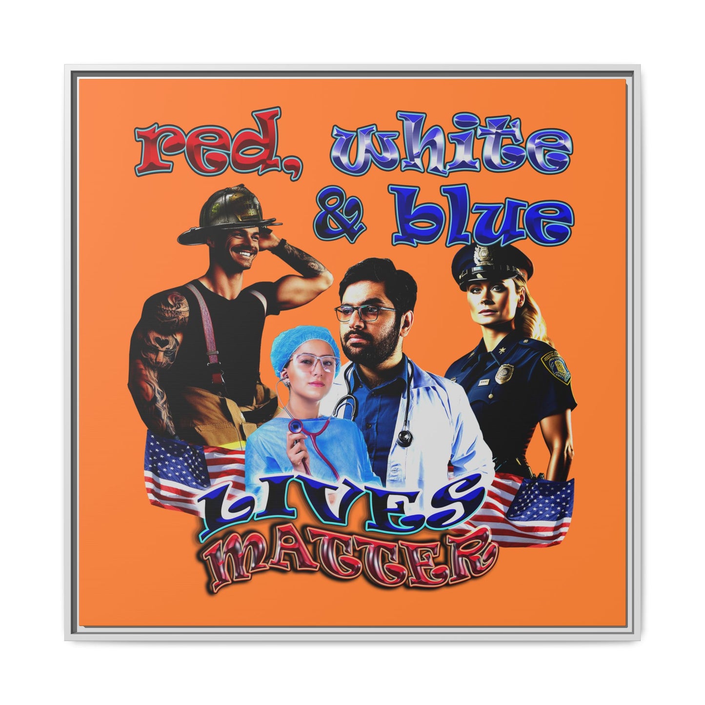 rw&b lives matter - framed canvas art (crusta)