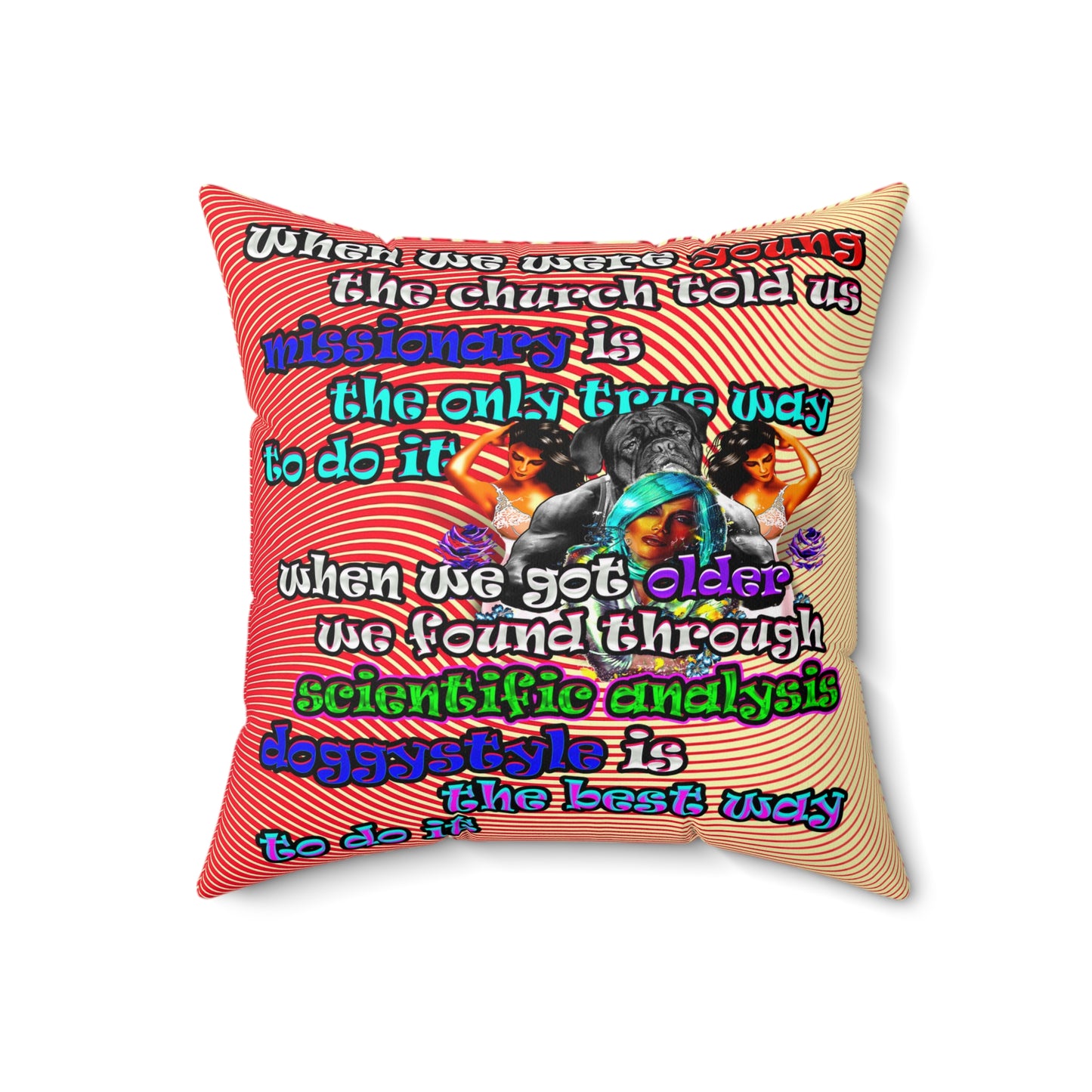 doggystyle - Spun Polyester Square Pillow - (yellow-orange wave)