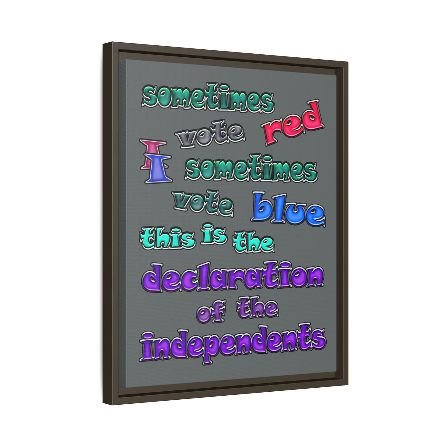 declaration of the independents - framed canvas art (dark grey)