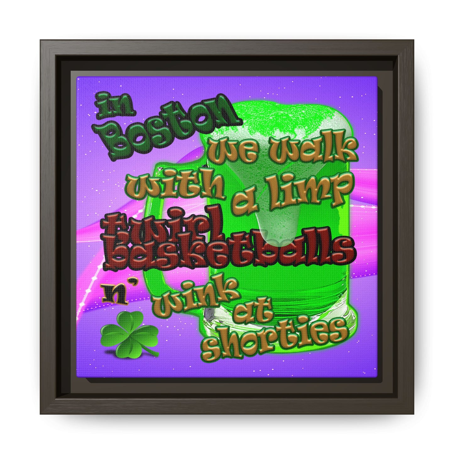 celtics logo - framed canvas art (purple-pink wave)