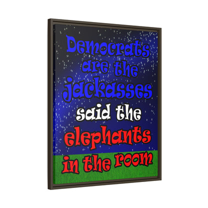 donkeys and elephants - framed canvas art ('snoops' background)