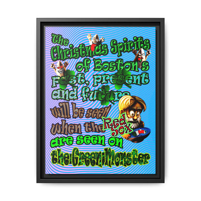 christmas spirits of boston - framed canvas art (light blue-purple wave)
