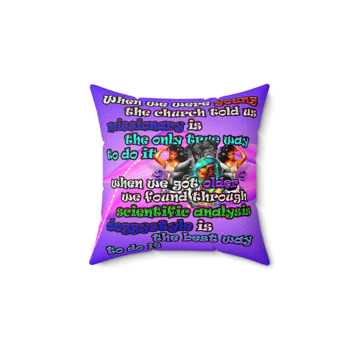 doggystyle - Faux Suede Square Pillow - (purple-pink wave)