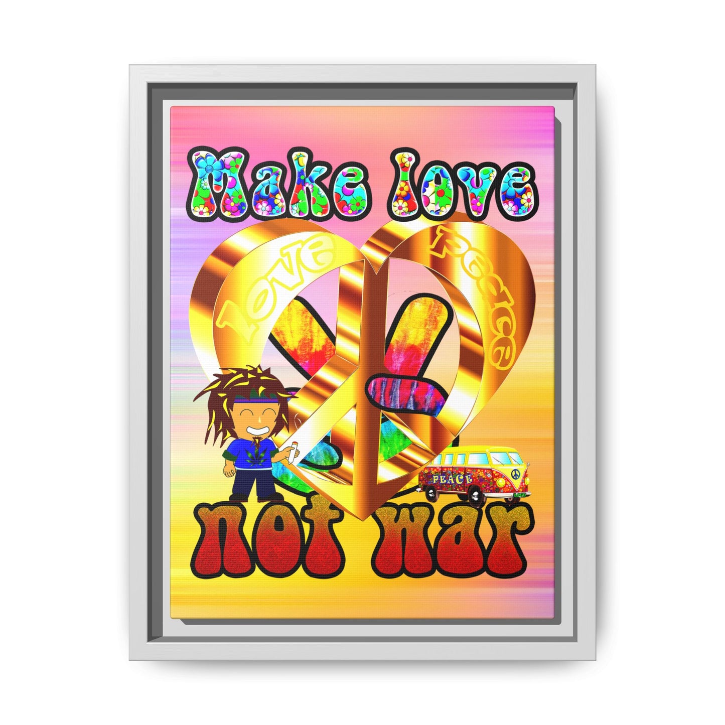 love peace - framed canvas art (color blur)