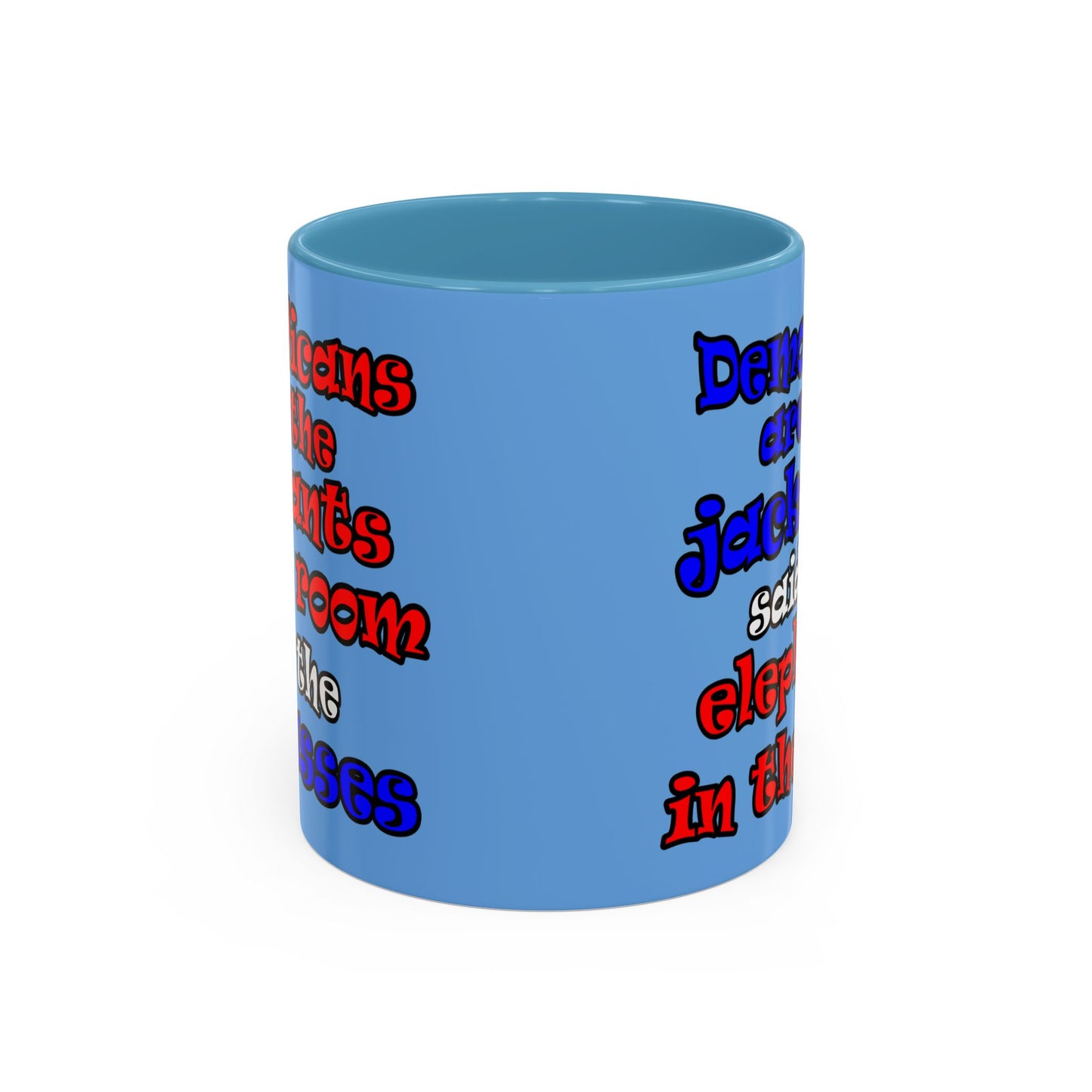 donkeys and elephants - Accent Mug (light blue)